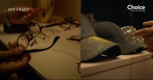 Minimal accessories styling in walk-in closet set design for Choice Finx advertisement