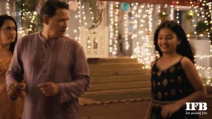 indian home exterior diwali lighting family walking festive setup