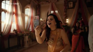 wedding couple dancing mid shot guests background decorated hall