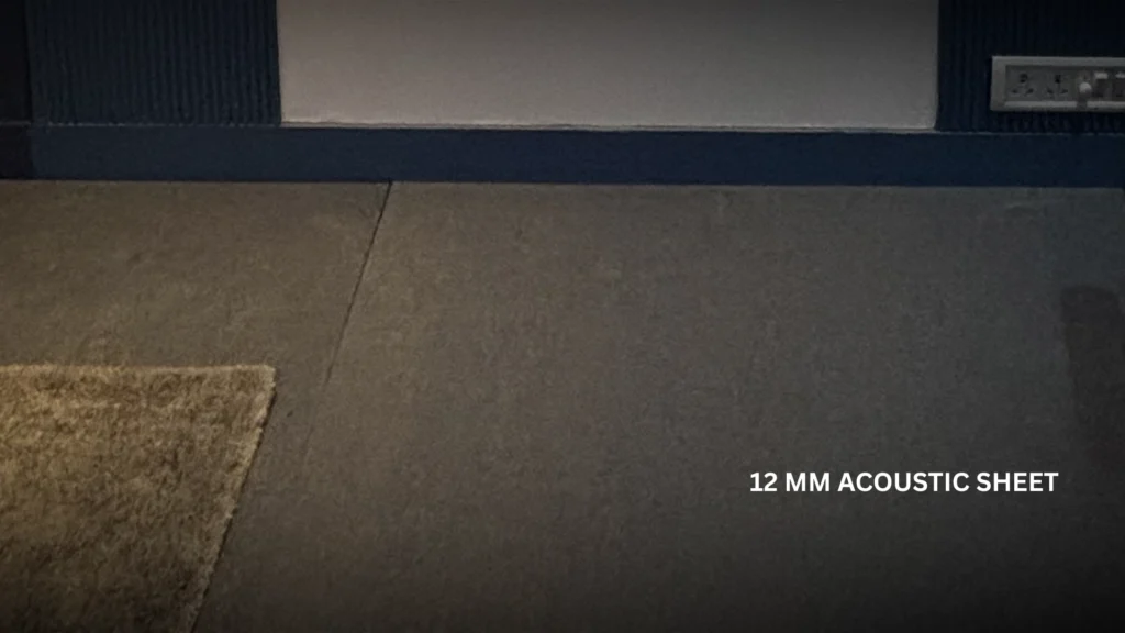 Acoustic sheet floor treatment installed for vibration and sound control