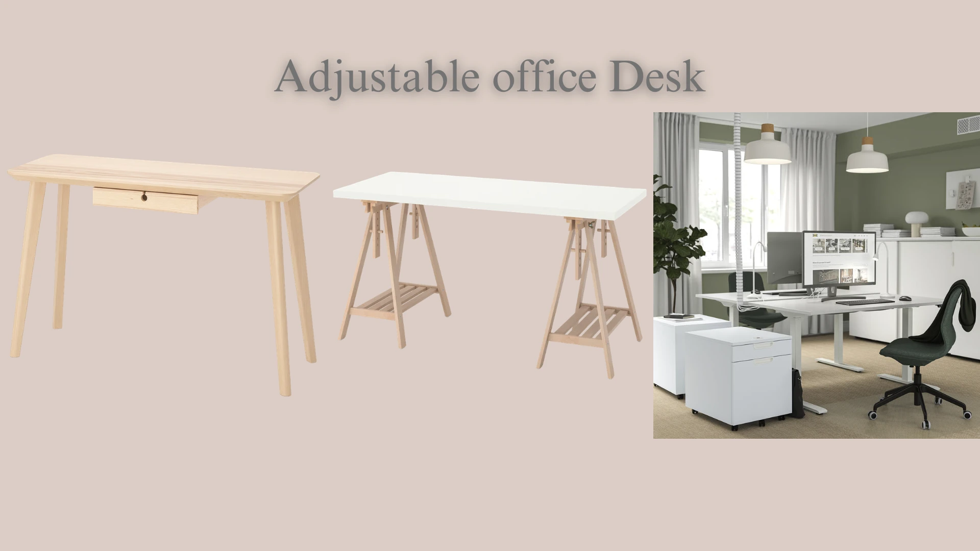 Minimal adjustable office desk and workspace references for creator studio interiors