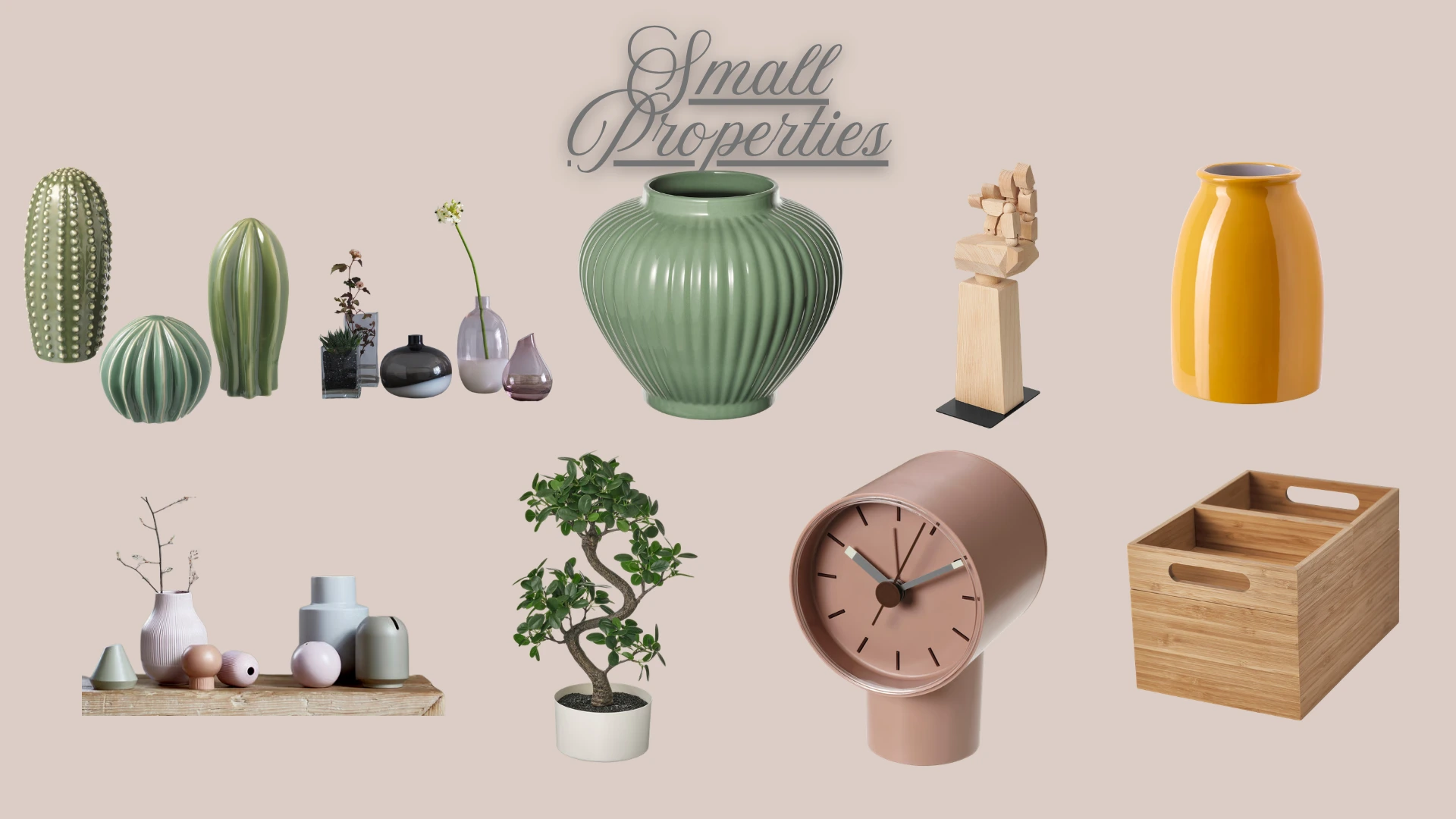 Decorative props and styling accessories for creator studio interior setup