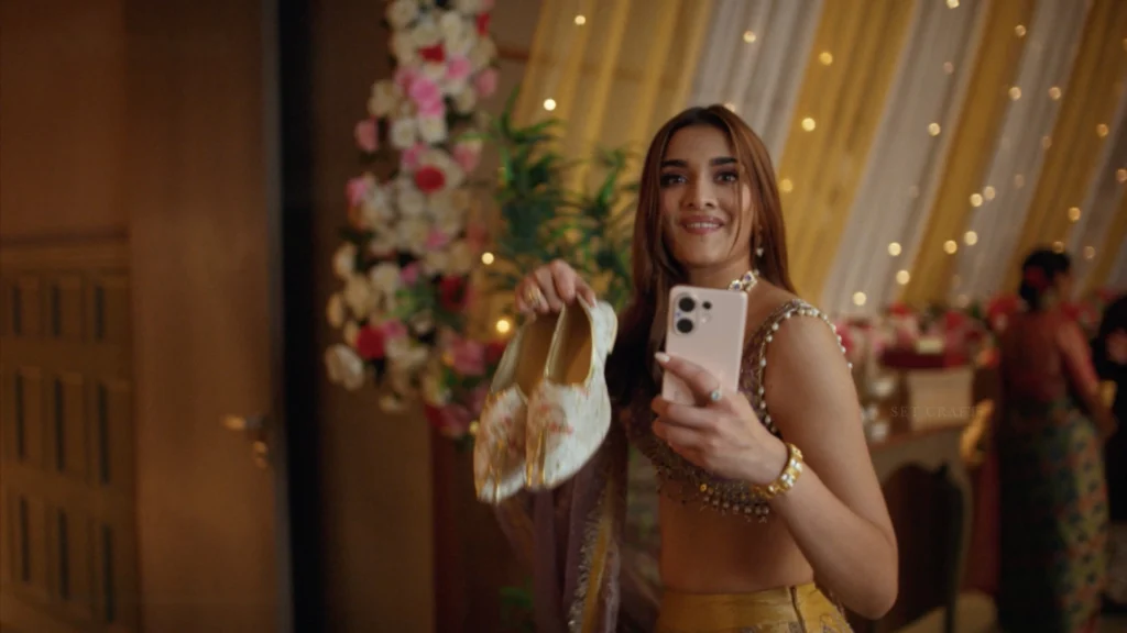 North Indian wedding commercial set featuring wedding styling and product integration