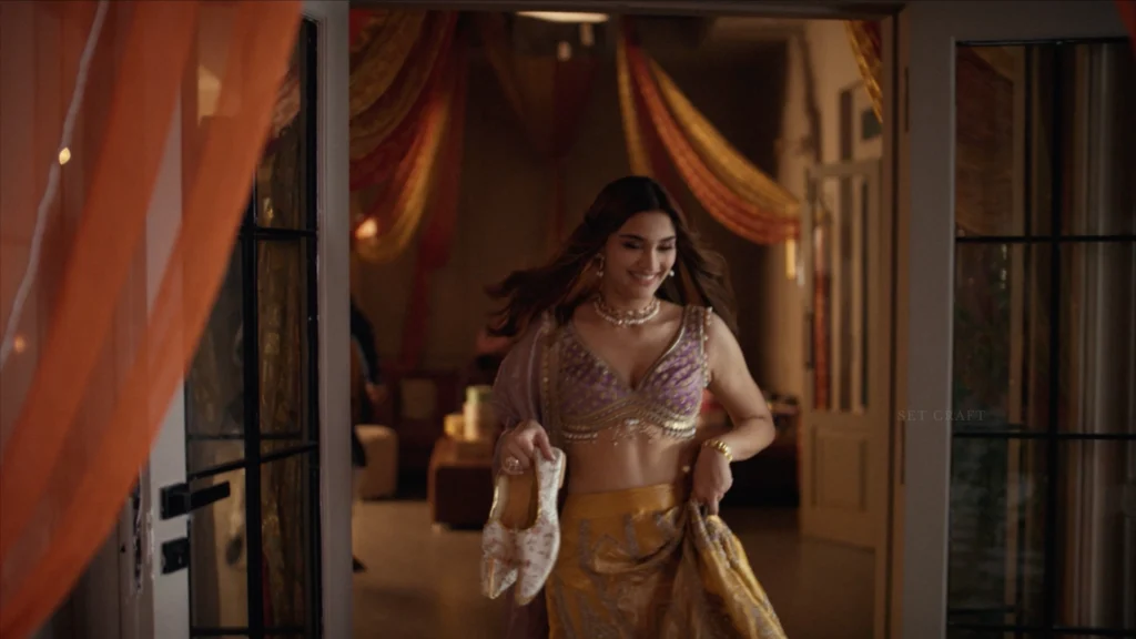Wedding shoes and festive decor featured in a North Indian wedding production design